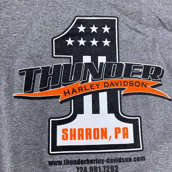 Gildan  TShirt Adult 2XLarge Gray HARLEY‎ DAVIDSON THUNDER 1 SHARON PA Dry Blend - Picture 2 of 10